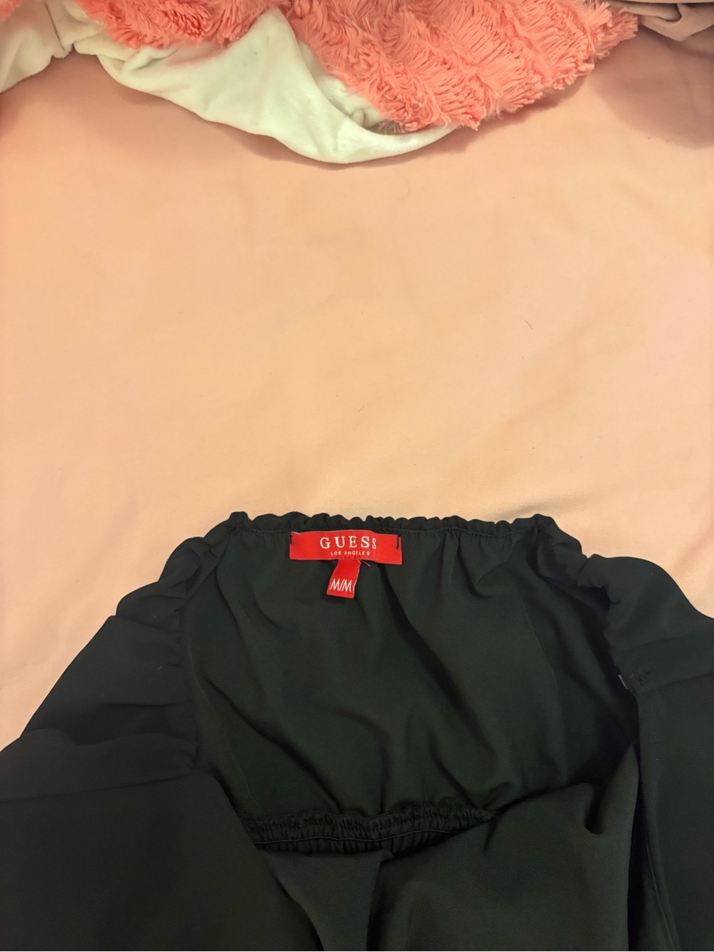 Guess Black Halter Ruched Mini Dress with Ruffle Hem - Picture 2 of 2